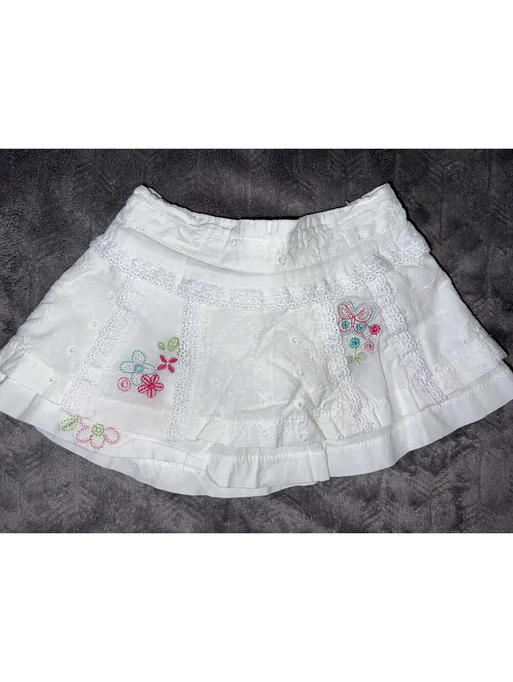 Vintage Skirt Eyelet Embroidered 12 Months Lace Floral Whimsical Fairy Girlcore